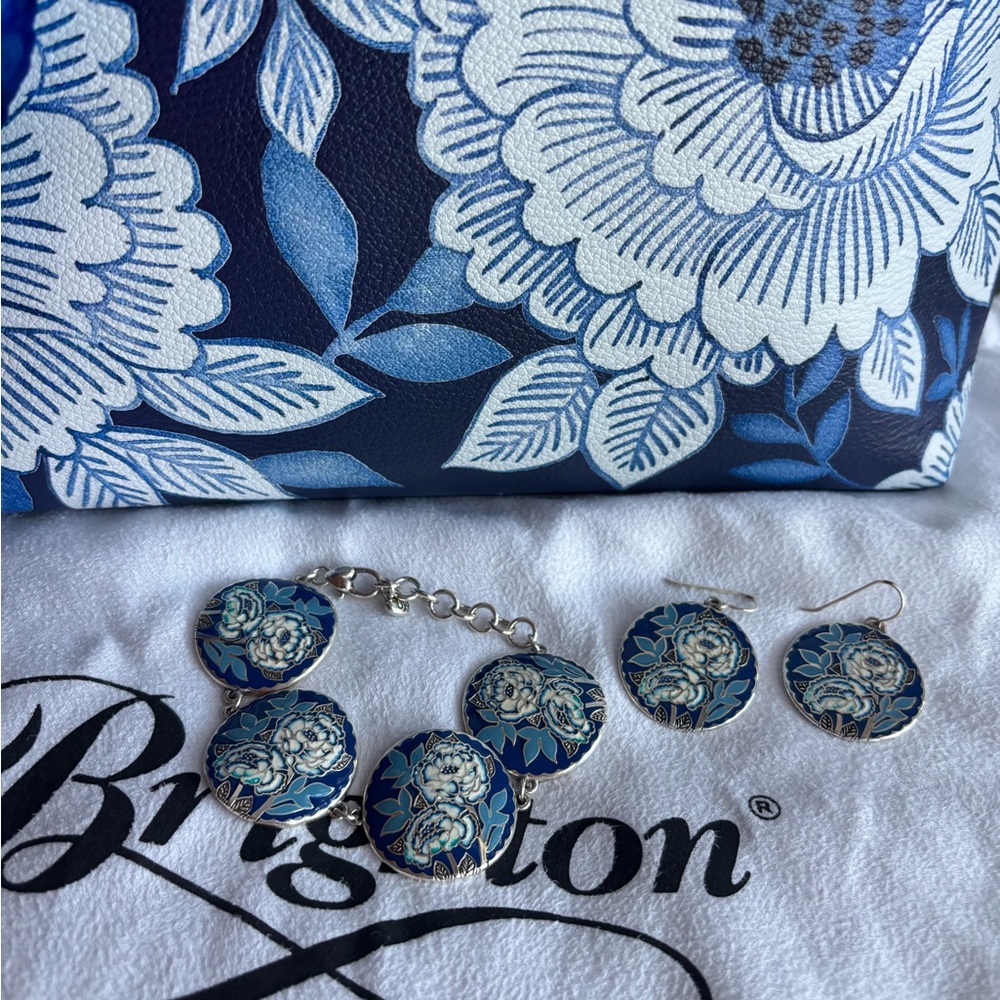 Brighton Journey To India Indigo Soft Bracelet & Matching French Wire Earrings